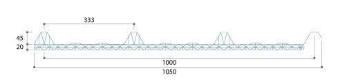 JI - Thermoroof 20mm polycarbonate 45-333 (1m utile)